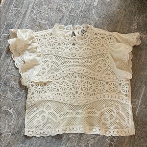 Anthropologie Cream Lace Blouse